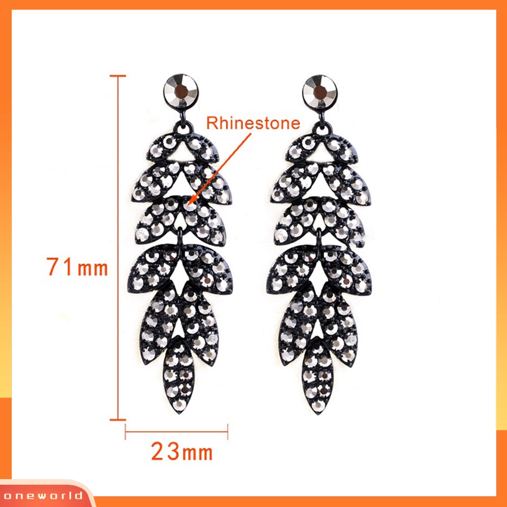 [WOD] 1pasang Drop Earrings Daun Berlian Imitasi Perhiasan Vintage Berlebihan Anting Menjuntai Untuk Pesta Cocktail