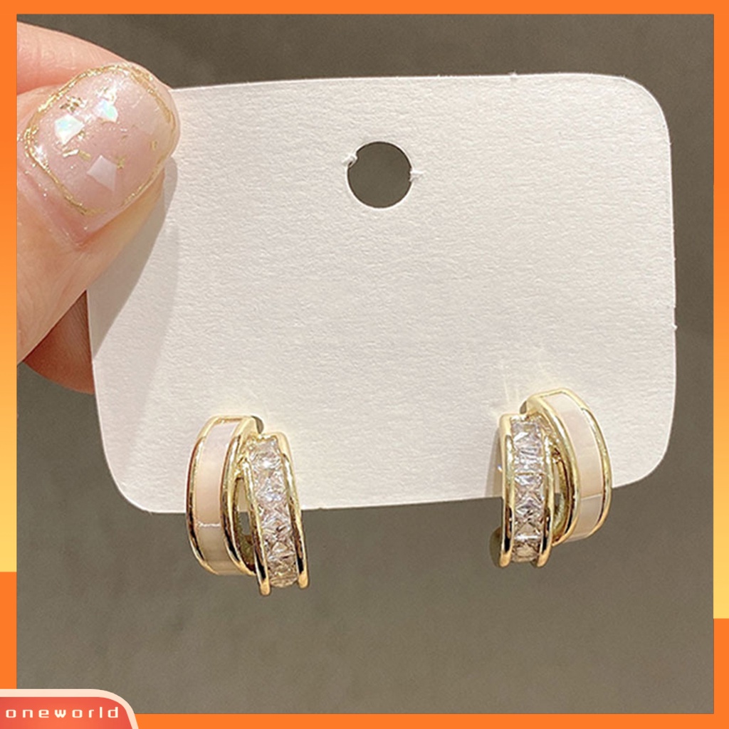 [WOD] 1pasang Anting Wanita Warna Vibrant Tahan Karat Alloy Ganda Melengkung Berbentuk Anting Pejantan Anting Pesta Hadiah Ulang Tahun