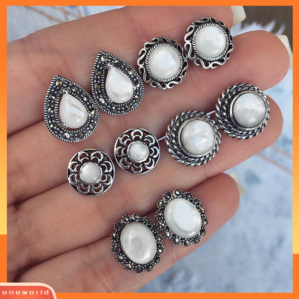 [WOD] 10 Pcs Kerikil Batu Bulat Berlian Imitasi Ear Stud Earrings Wanita Gadis Pesta Perhiasan