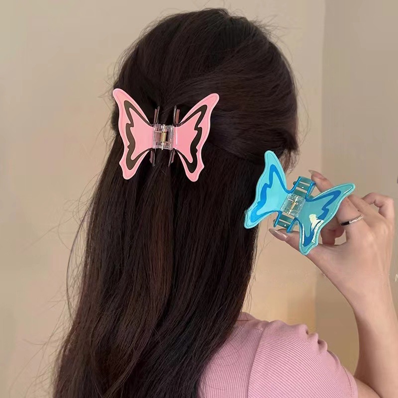Korea Kupu-Kupu Klip Rambut Fashion Sederhana Plastik Jepit Rambut Hair Claw Aksesoris Rambut Wanita