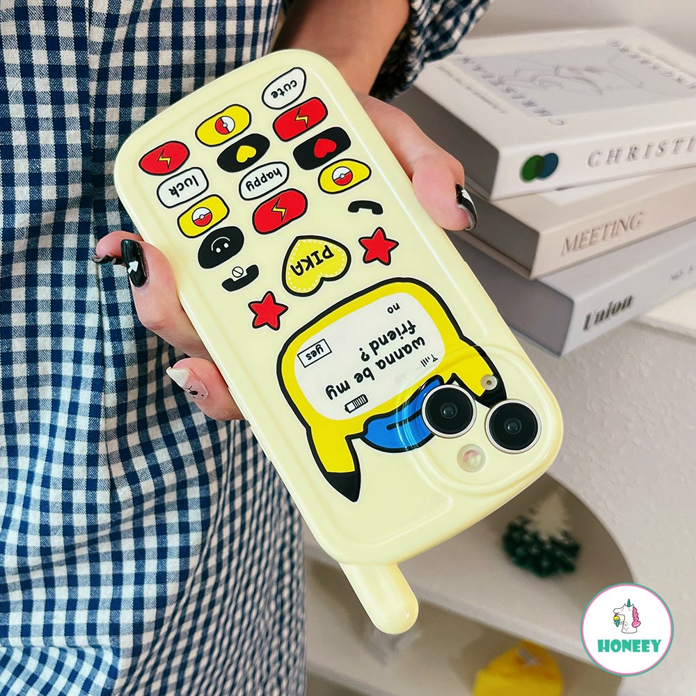 Fashion Kartun Pikachu Case Untuk iPhone 14 Pro 13 12 11 Pro Max XR XS 7 8Plus Kreatif Bintang Cinta Hati Tombol Lembut TPU Penutup Belakang