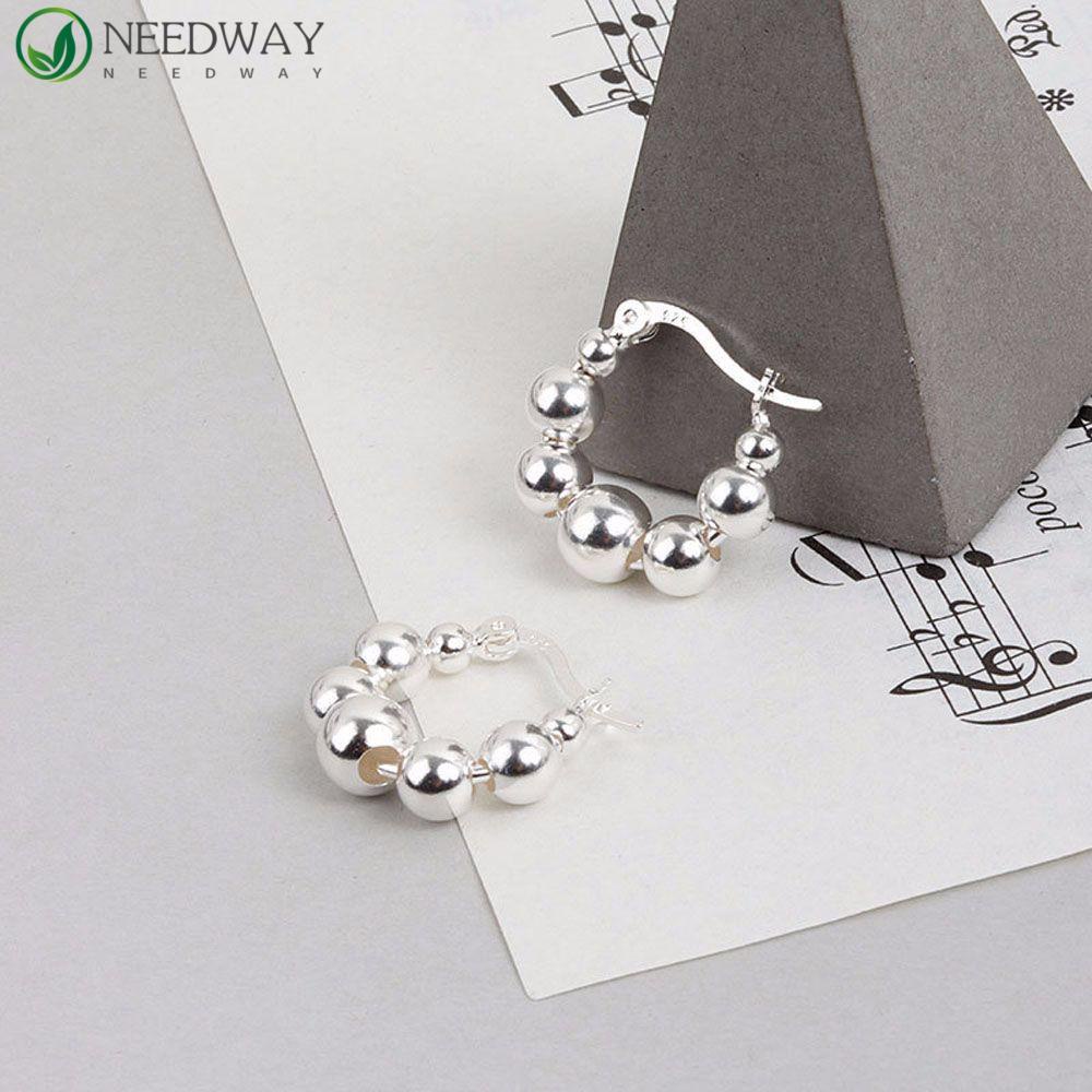 Needway Hoop Earring Hadiah French Gold Color Korea Warna Perak Alloy Ear Stud