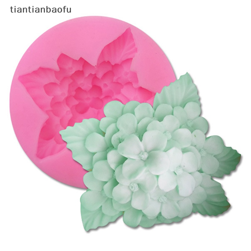 [tiantianbaofu] 1pc Bunga Hydrangea Silikon Sugarcraft Cetakan DIY Fondant Cupcake Baking Mould Butik