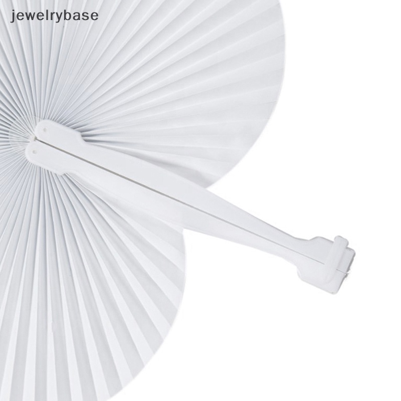 [jewelrybase] 3pcs Putih Kipas Genggam Lipat Kertas Jantung Akordeon Fan Dengan Handle Plastik Butik
