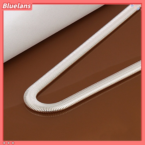 [BLS] Fashion Wanita Pria Perak Solid Berlapis 6mm Rantai Ular Kalung Tanpa Liontin