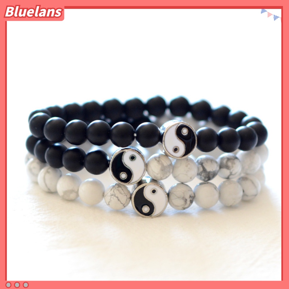 [BLS] Fashion Klasik Putaran Yin Yang Beads Unisex Gelang Pecinta Pasangan Perhiasan Hadiah