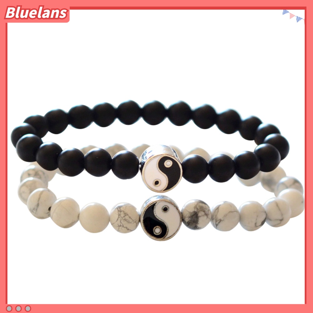 [BLS] Fashion Klasik Putaran Yin Yang Beads Unisex Gelang Pecinta Pasangan Perhiasan Hadiah