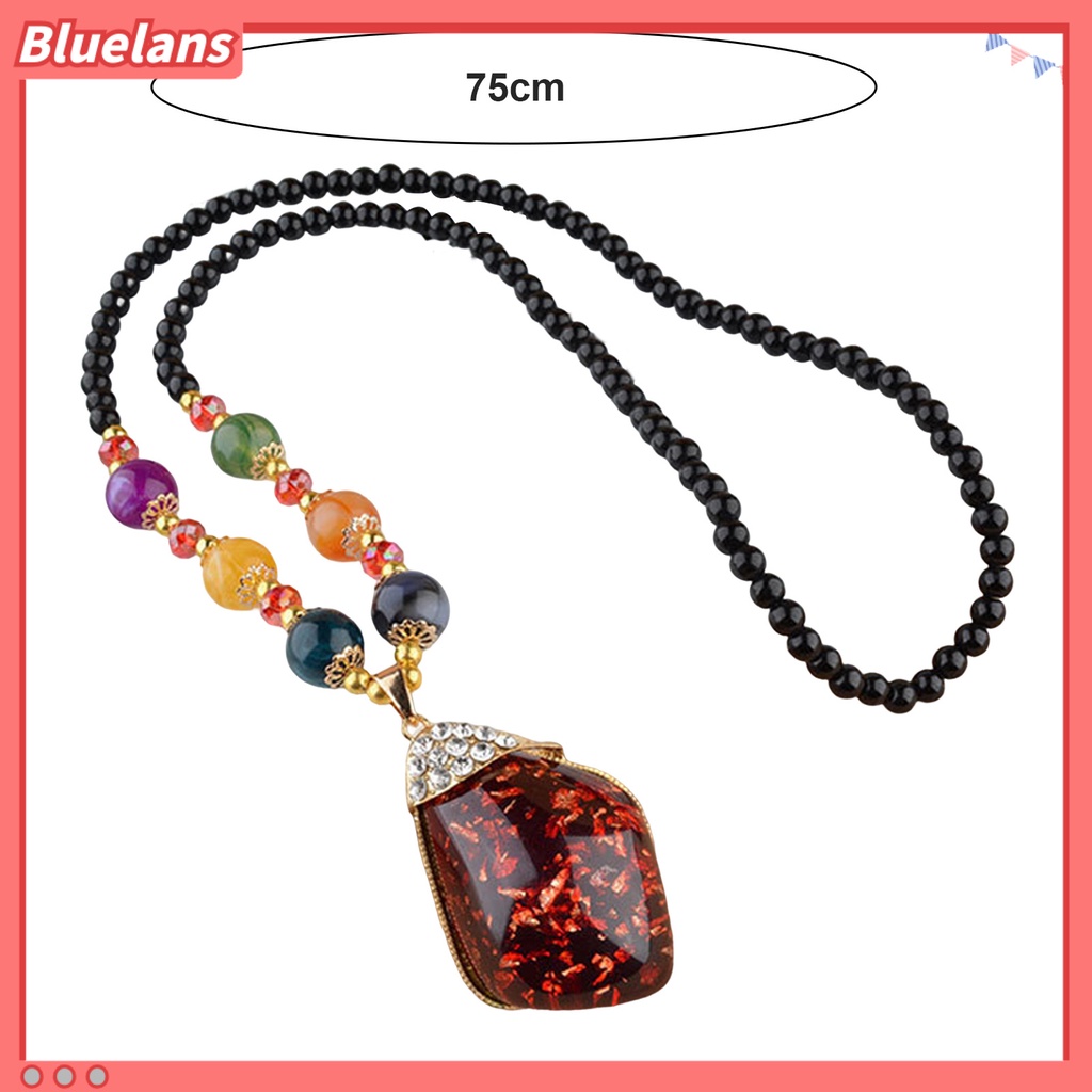 [BLS] Liontin Kalung Gaya Etnik Buatan Tangan Imitasi Lilin Lebah Mengkilap Tekstur Halus Berdandan Tidak Luntur Retro Manik Liontin Tetesan Air Kalung Wanita Aksesoris
