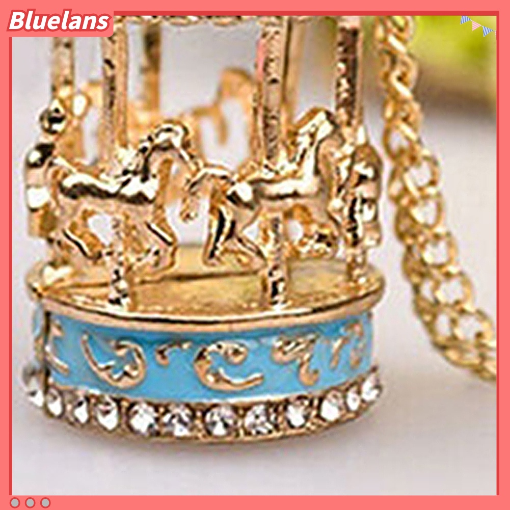 [BLS] Enamel Manis Carousel Merry Go Round Horse Charm Pendant Sweater Rantai Kalung