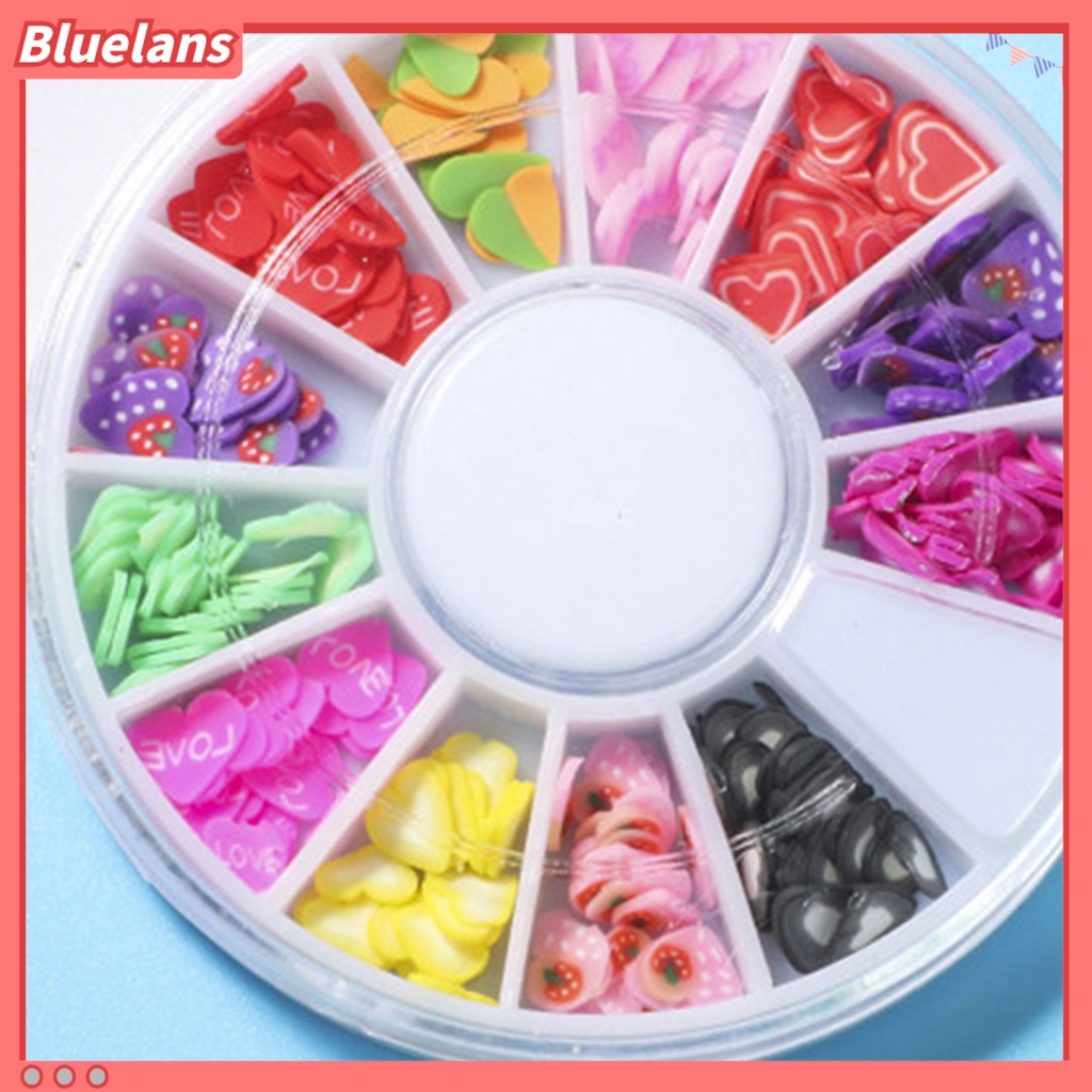 [BLM] 1kotak Irisan Kuku Bentuk Buah Bunga Efek 3D Ultra Tipis Polymer Mixed Nail Art Slime DIY Charms Untuk Perempuan