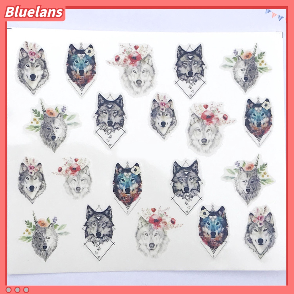 [BLM] Stiker Perekat Kuku Elk Serigala Motif Hewan Hiasan Kuku Aksesori 2D Nail Art Sticker Decal Untuk