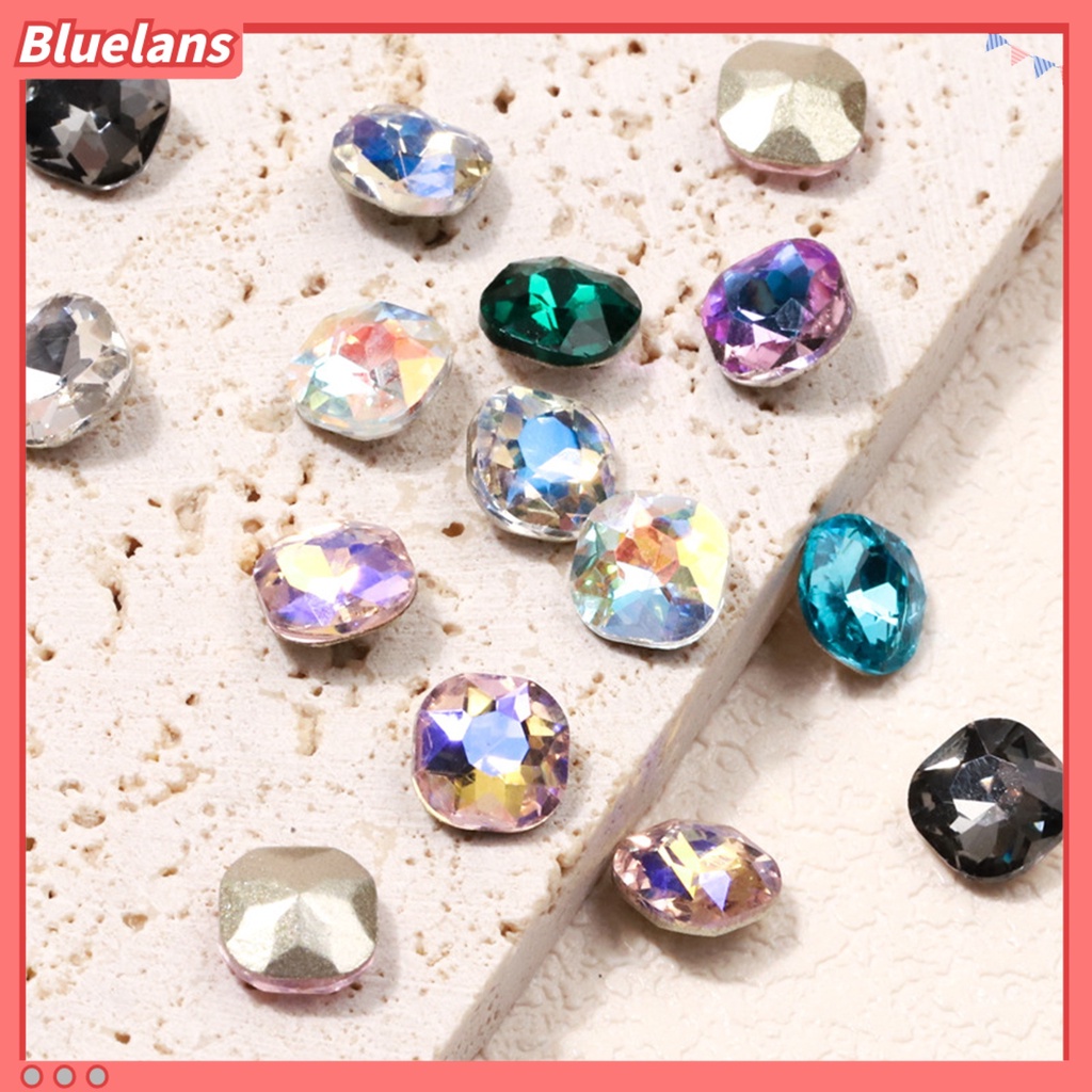 [BLM] 10pcs Nail Art Decor Shining Stunning Efek Visual DIY Sparkling Manicure Faux Crystal Pointed Base Nail Berlian Imitasi Salon Kuku Supply