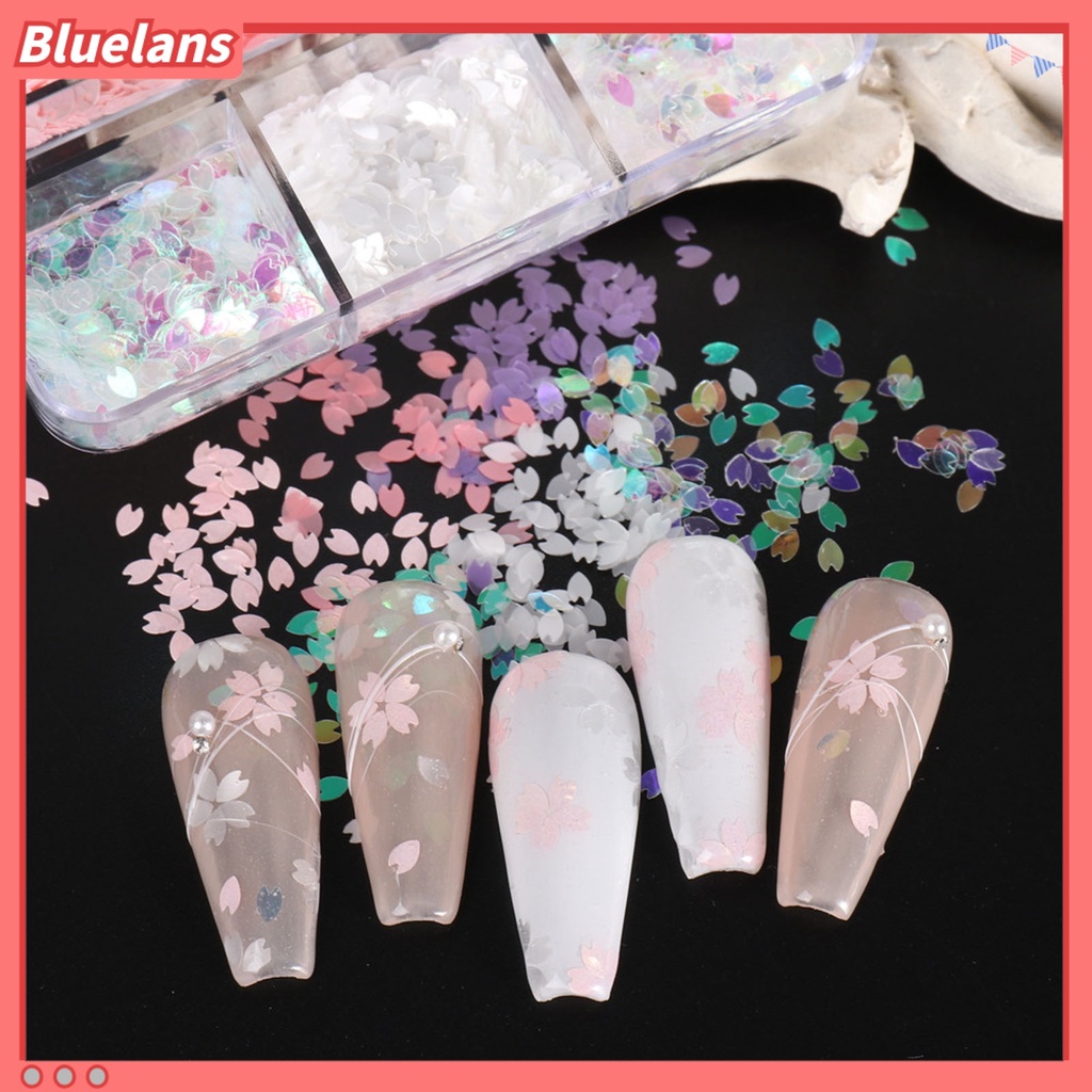 [BLM] 1kotak Nail Art Payet Bersinar Mudah Tempel Indah Permukaan Halus Tipis DIY Nail Art Tangan Kecantikan Bunga Sakura Kelopak Nail Art Ornamen Manicures Stuff