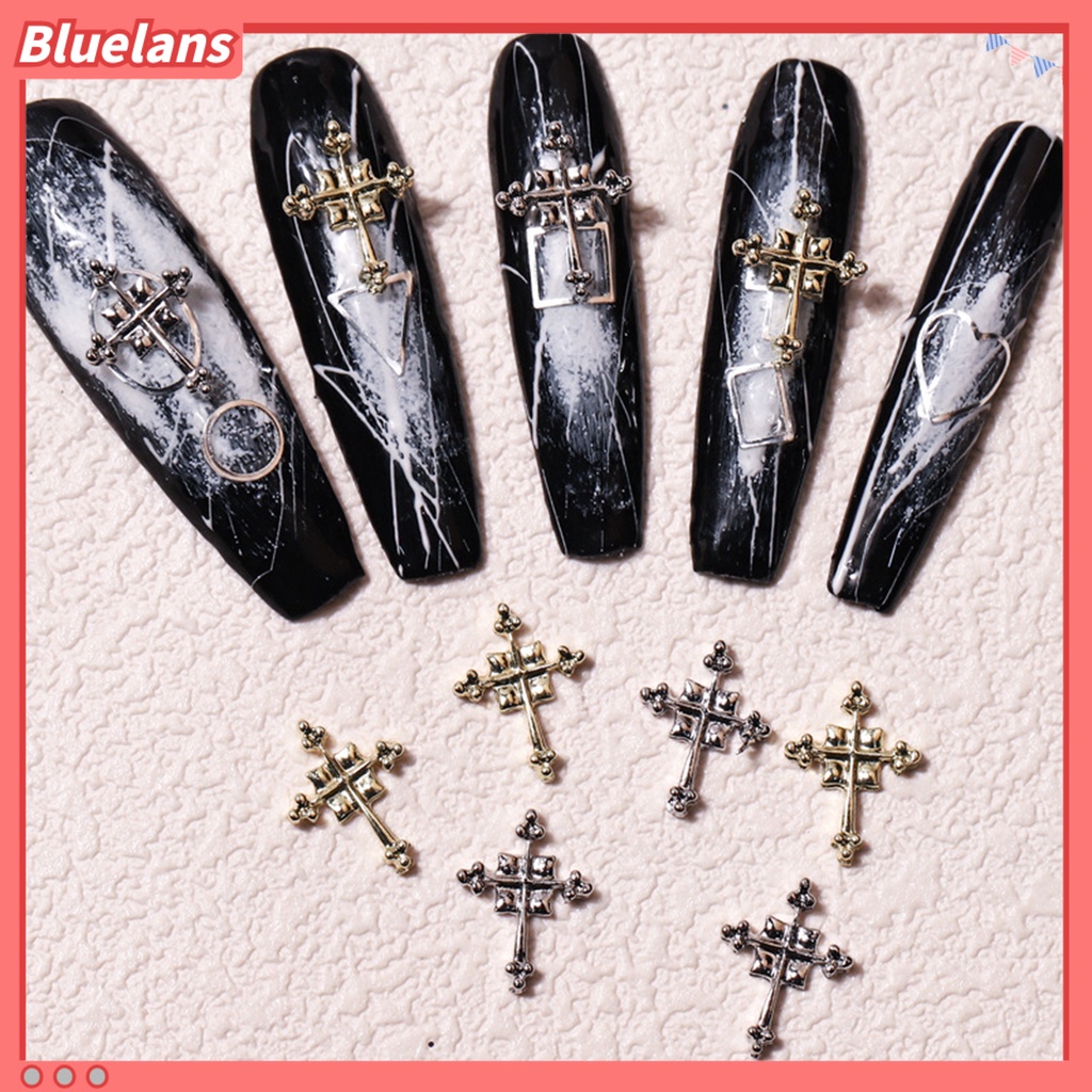 [BLM] 20pcs Pesona Nail Art Mudah Tempel Anti-Oksidasi Non-drop Dapat Dilepas DIY Cross Gaya Punk Dekorasi Kuku Pasokan Salon Kuku