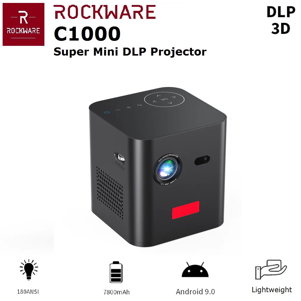 AKN88 - ROCKWARE C1000 - Proyektor Mini Android DLP Projector - 180ANSI Lumens