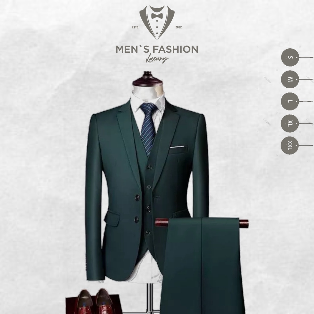 Setelan Jas Blazer Pria Warna Hijau Army