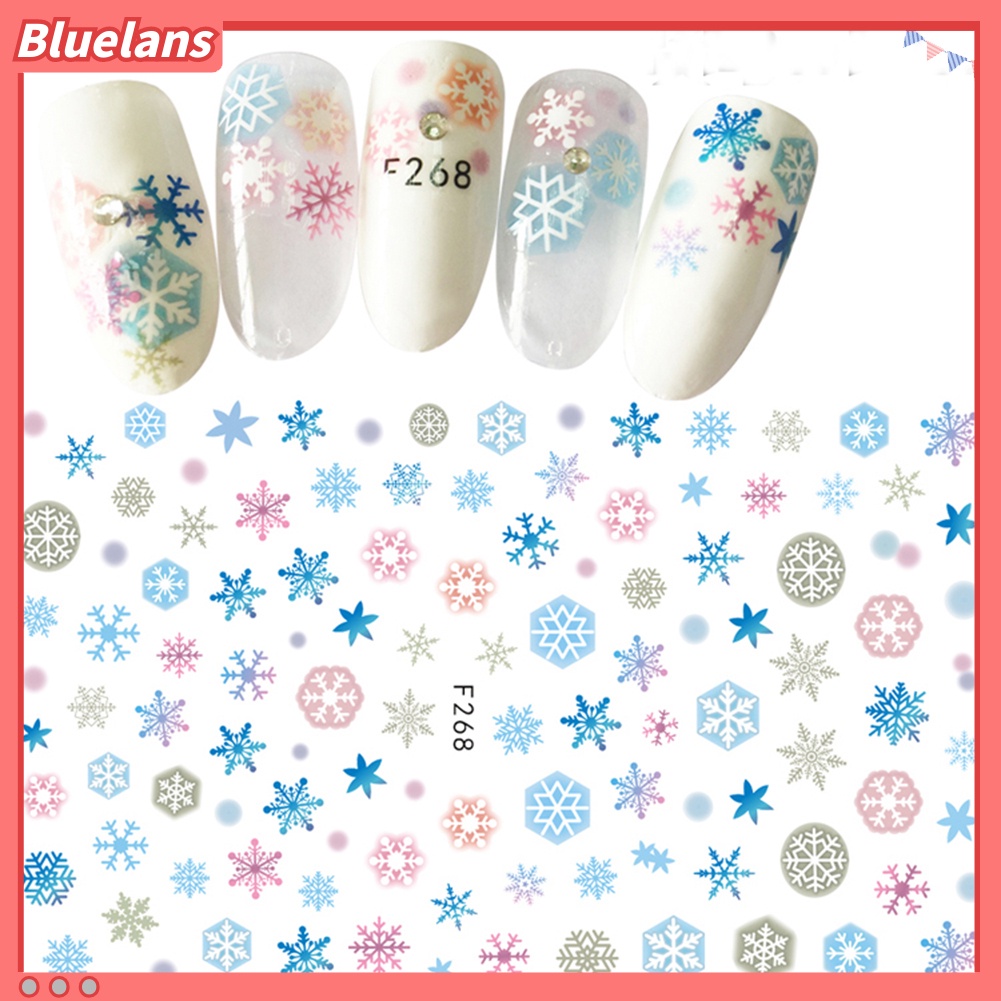 [BLM] 1lembar Snowflake Bunga Decals Nail Art Stiker Tips DIY Manicure Dekorasi