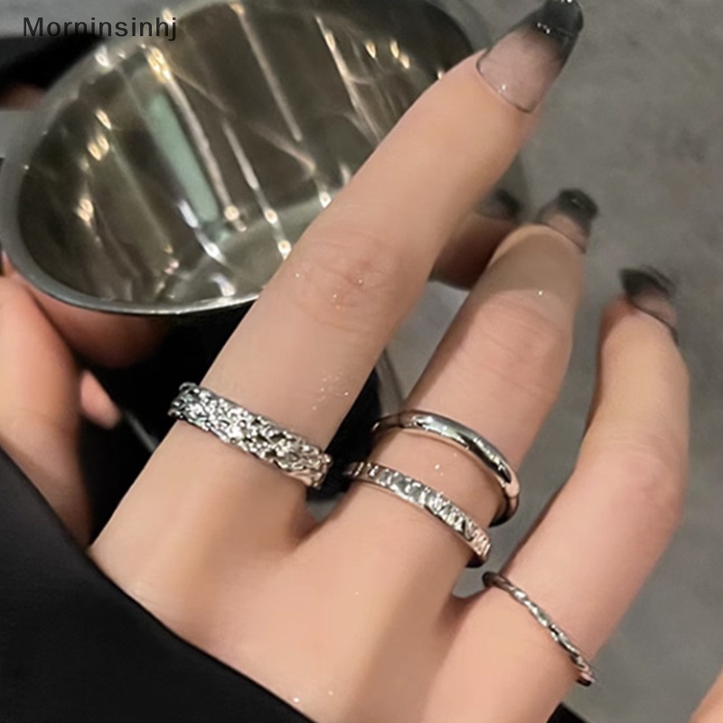 Mornin 3PCS Fashion Vintage Punk Adjustable Finger Rings Retro Warna Silver Opening Knuckle Unisex Trendy Cincin Untuk Wanita Perhiasan Hadiah id