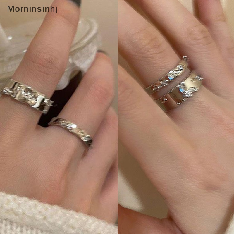 Mornin 2PCS Cincin Vintage Punk Berlian Imitasi Adjustable Untuk Wanita Retro Warna Silver Opening Knuckle Unisex Trendy Finger Ring Jewelry id