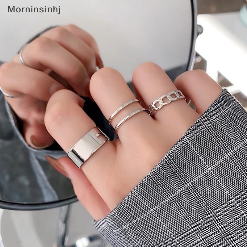 Mornin 3PCS Hip Hop Warna Silver Finger Ring Adjustable Perhiasan Rings Set Untuk Pria Wanita Gothic Aesthetic Rings Trendy Aksesoris id