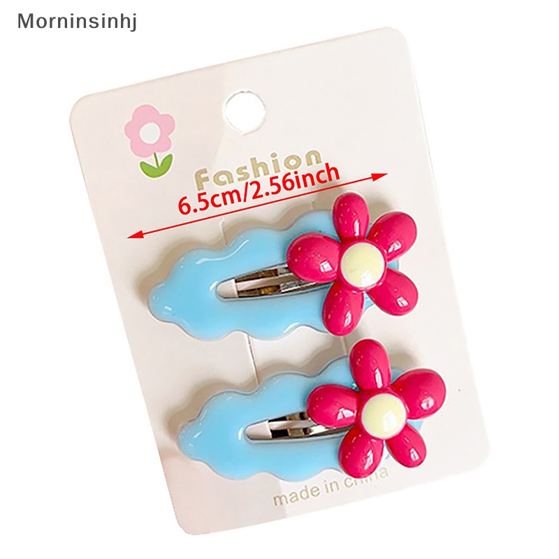 Mornin 2pcs Bentuk Bunga Jepit Rambut Warna-Warni Manis Outdoor Hair Clips Barrettes Cute Headwear Slid Clip Fashion Aksesoris Rambut id