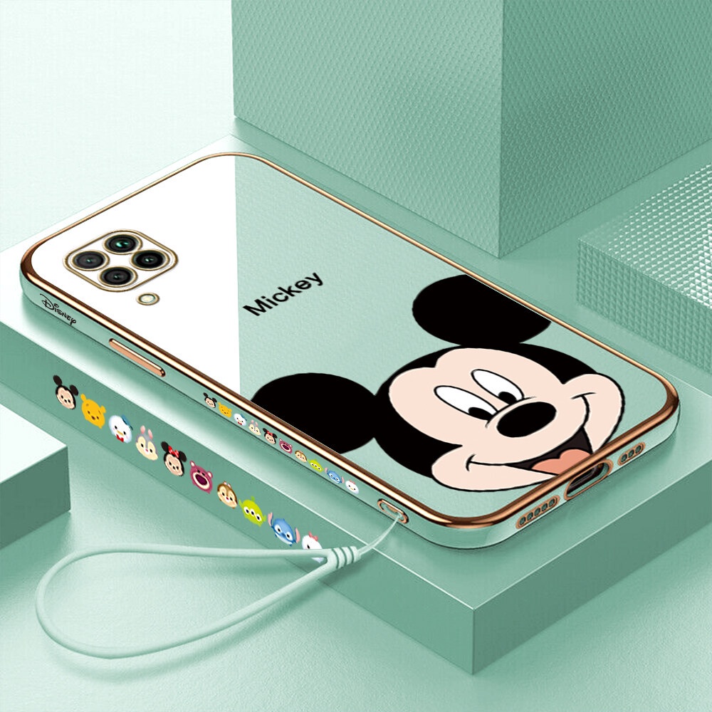 Case for Infinix Hot 11 2021 8 Pro 9 9 Pro 9 Play 10 Play 11 Play 10T 10s NFC 11s NFC Spark 12 12i Fashion Cartoon Anime Mickey Mouse Luxury Plating Soft Silicone TPU Square Phone Case Full Cover Camera Protection
