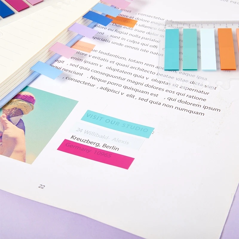 Nota Tempel Candy Color/ Colorful Paster Sticker Novelty Key Points Memo Pad Label/ DIY Bookmark Index Bendera Tab Strip