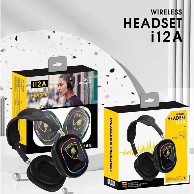 HEADPHONE BANDO BLUETOOTH KARAKTER LOGO CARS  i12 FERRARI / i12 PORCHE / i12 LAMBORGINI