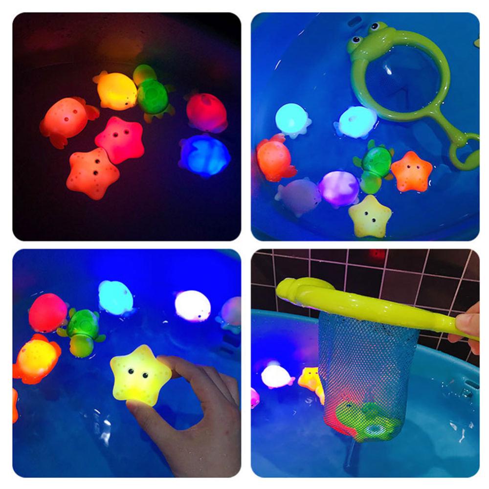 Timekey Mainan Mandi Bayi Lucu Bercahaya Hewan Apung Renang Air Cahaya Bermain Menyenangkan Kamar Mandi Bathtub Mainan Untuk Anak G5N8