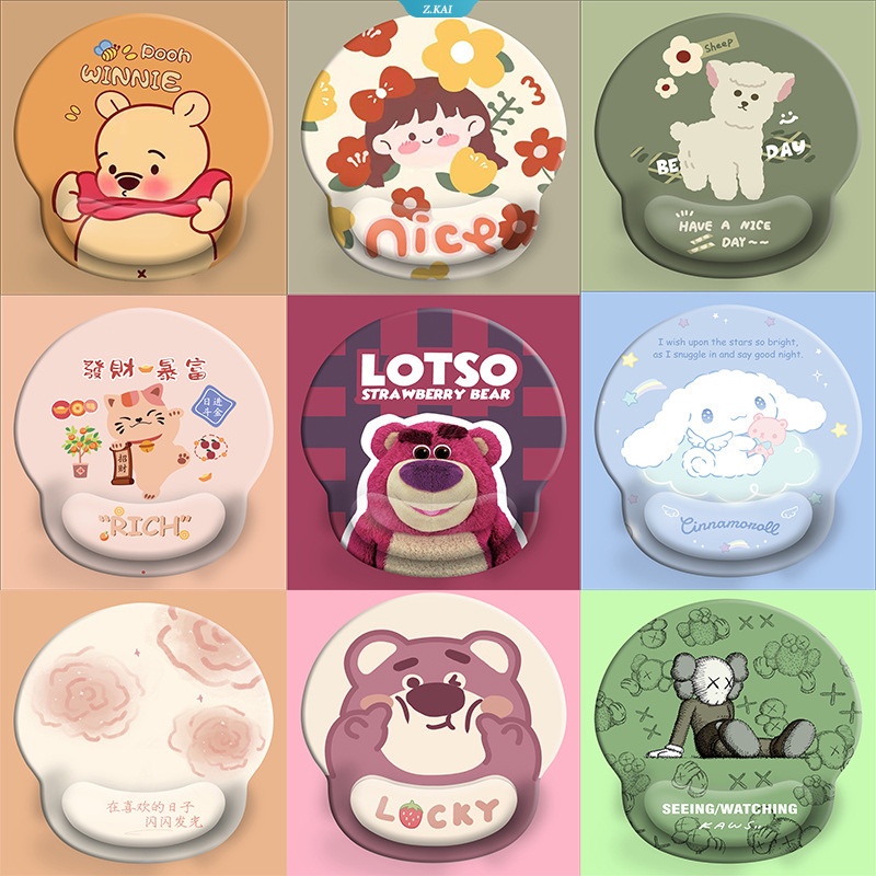 Asrama Sekolah Mahasiswa Lucu Pink Strawberry Bear Bulat Pelindung Pergelangan Tangan Mouse Pad Desain Senior Wrist Protector Pad Untuk Tangan [ZK]