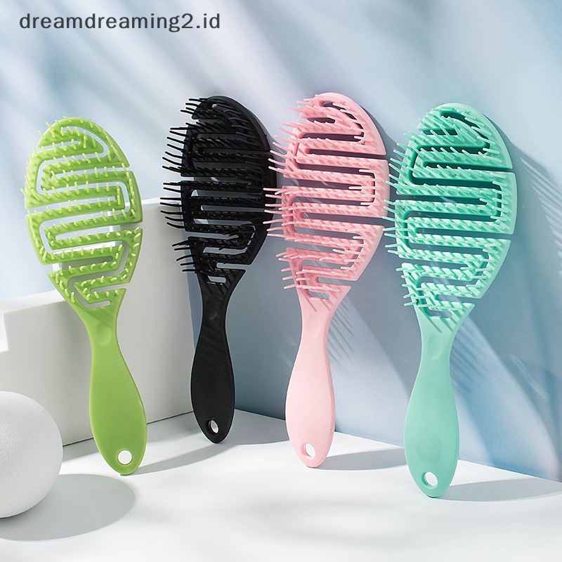 (drea) Sikat Basah DryCurved Comb Massage Comb Fluffy Shape Ribs Curling Comb Pada Rambut Basah //