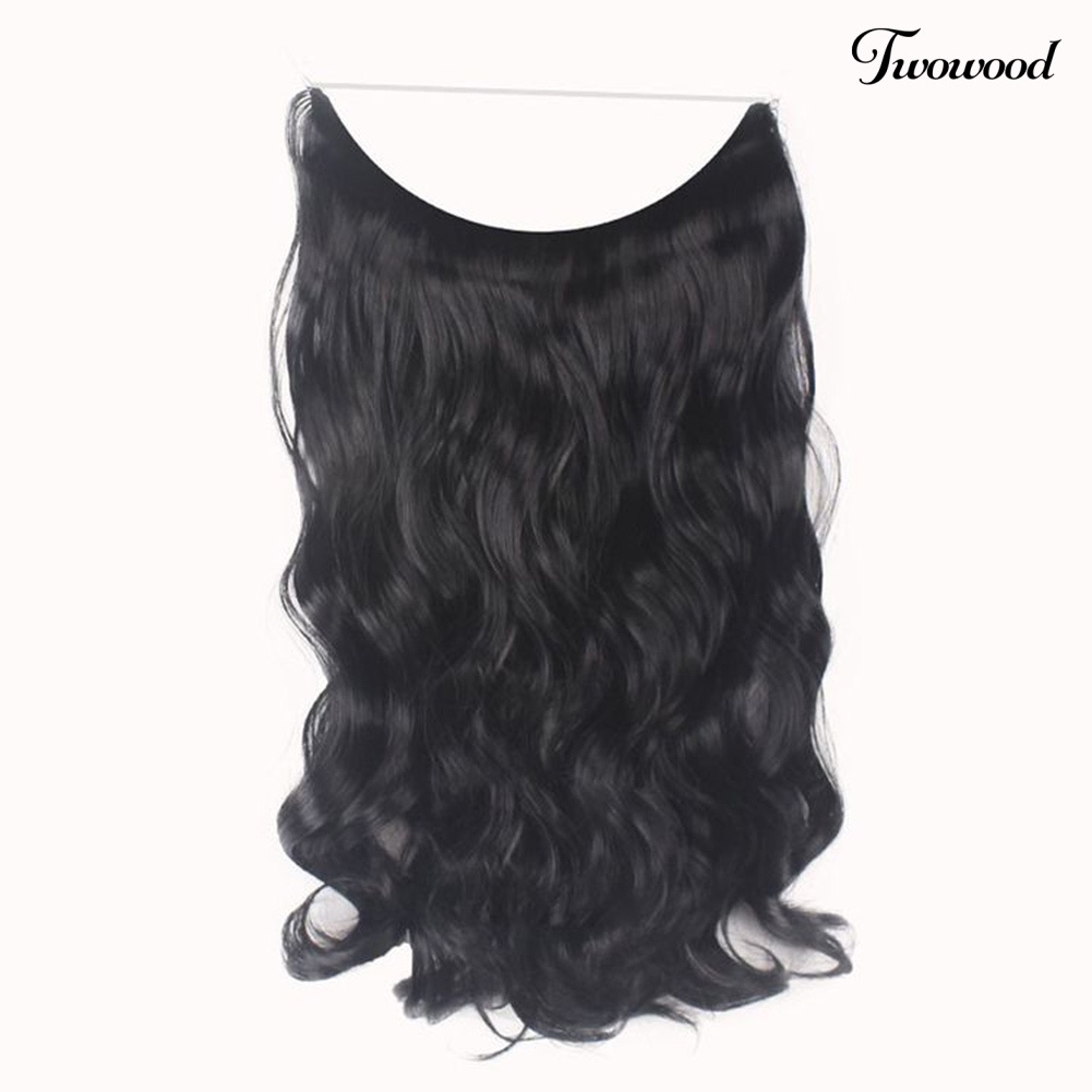 Twowood Fashion Wanita Panjang Lurus Keriting Wig Penuh Kepala Sopak Klip Rambut Ekstensi