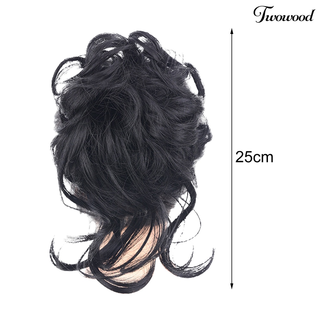 Twowood Grab Clip Wig Fluffy Soft Touch Realistis Tampilan Alami Wanita Jepit Rambut Wig Hitam Coklat Untuk Penggunaan Lady