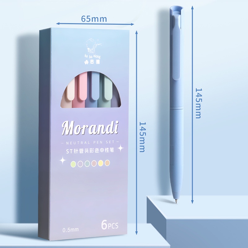 6pcs 0.5mm INS Morandi Colorful Gel Ink Pen Sederhana Cepat Kering ST Nib Ditarik Gel Pen