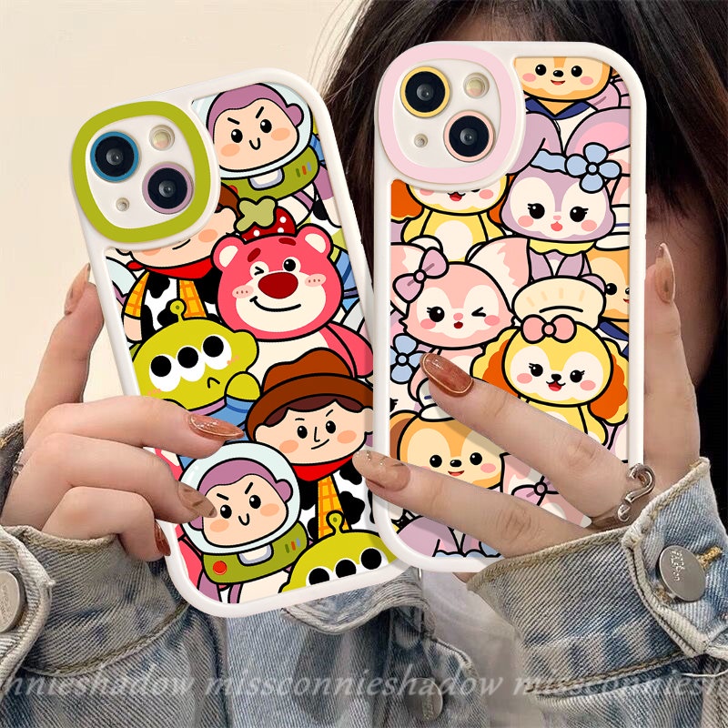Mainan Lucu Stroy Buzz Lightyear Case Kompatibel Untuk IPhone 7Plus XR 14 12 11 13 Pro Max 6s 6 7 8 Plus X XS Max SE 2020 Kartun Disney StellaLou Strawberry Bear Lembut Tpu Penutup Belakang