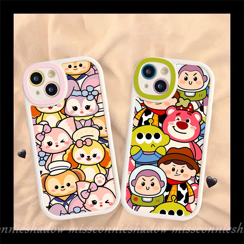 Mainan Lucu Stroy Buzz Lightyear Case Kompatibel Untuk IPhone 7Plus XR 14 12 11 13 Pro Max 6s 6 7 8 Plus X XS Max SE 2020 Kartun Disney StellaLou Strawberry Bear Lembut Tpu Penutup Belakang