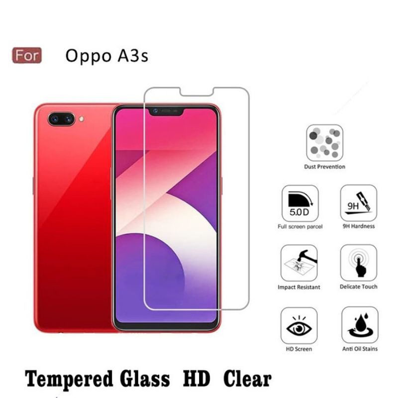 oppo a3s screen guard Tempered glass oppo A3s full screen