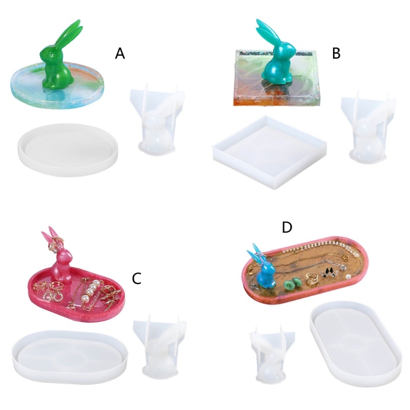 Siy Kelinci Ornamen Cetakan Perhiasan Penyimpanan Tray Mold DIY Piring Kecil Resin Art Tool