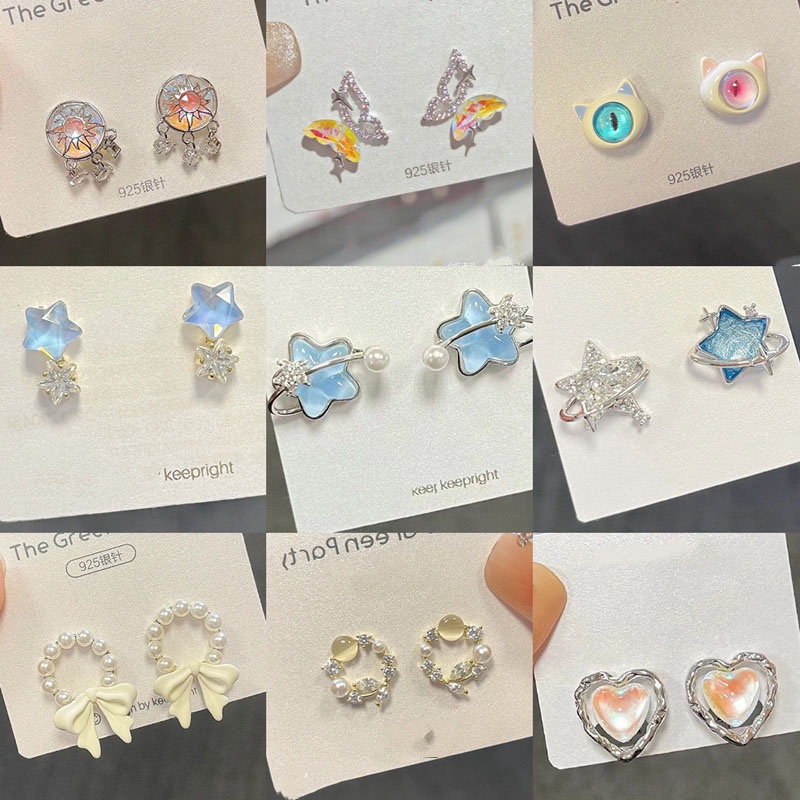 Anting Fashion Alloy Kristal Bintang Bulan Butterfly Heart Untuk Wanita