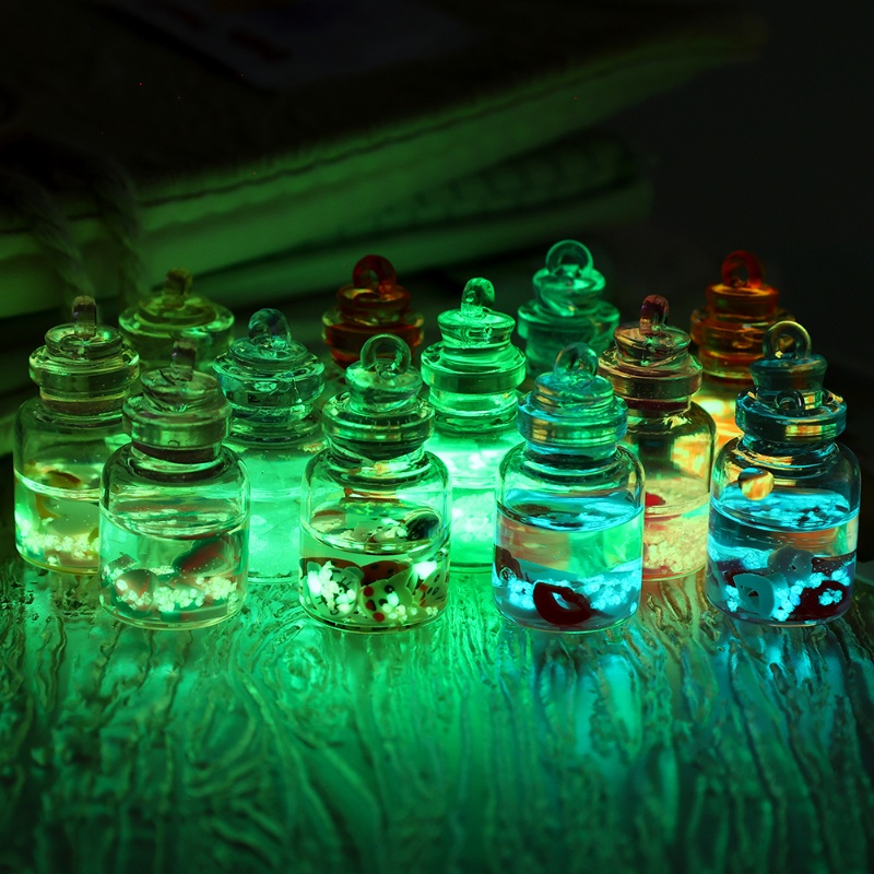 1/5pcs Random Color Transparent Drift Bottle/ Luminous Wishing Bottle Ornaments/ Aksesoris Gantungan Kunci Anting DIY