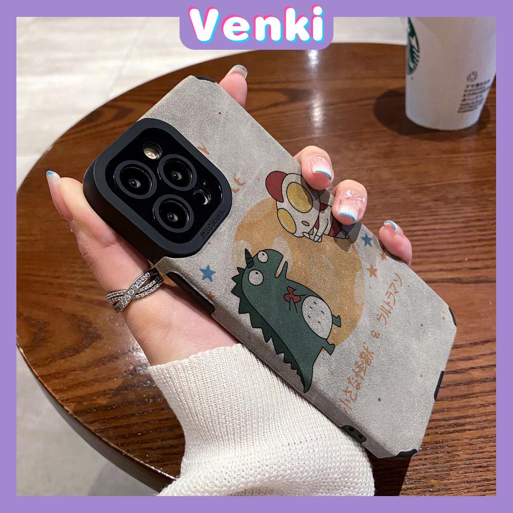 VENKI - Untuk iPhone 11 Case Leather Pupil Suede Case Soft Shockproof Case Camera Simple Cute Monster Superman Kompatibel iPhone 14 13 Pro max 12 Pro max xr xs 7Plus 8Plus