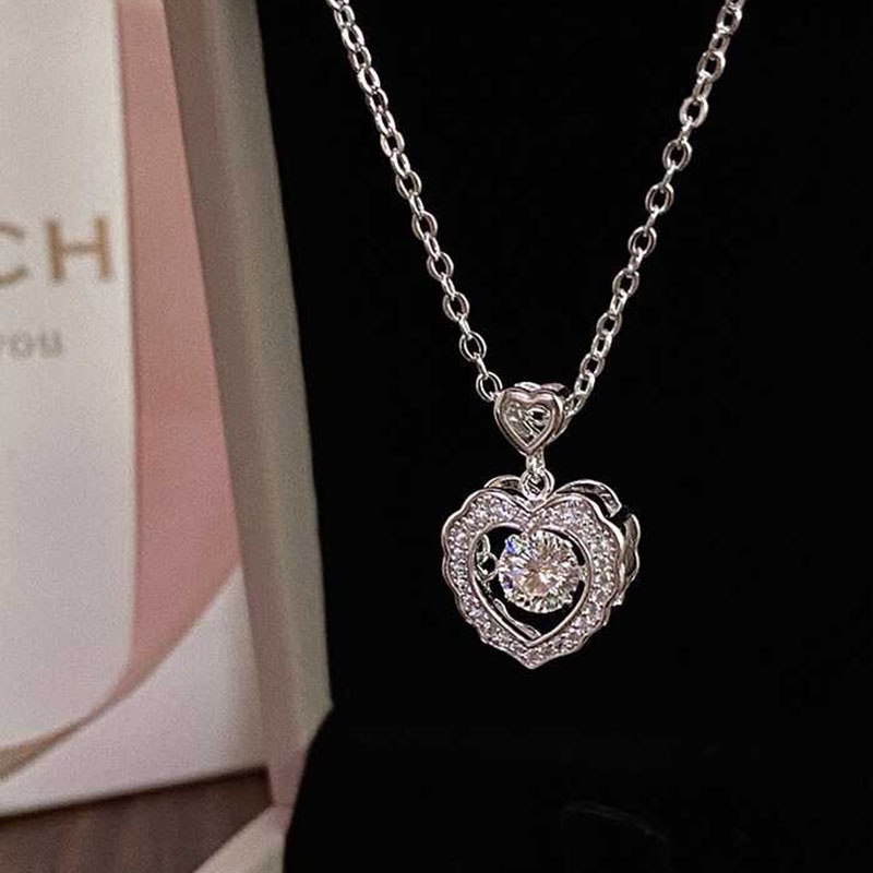 Kalung Geometris Hati Kristal Fashion Alloy Untuk Wanita