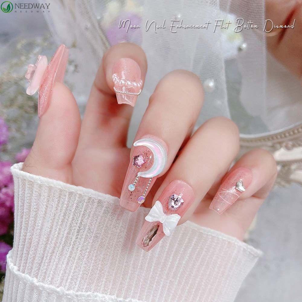 Needway Bulan Dekorasi Kuku Wanita Korea Pesona Kuku Manikur Aksesoris Hiasan Kuku Nail Jewelry