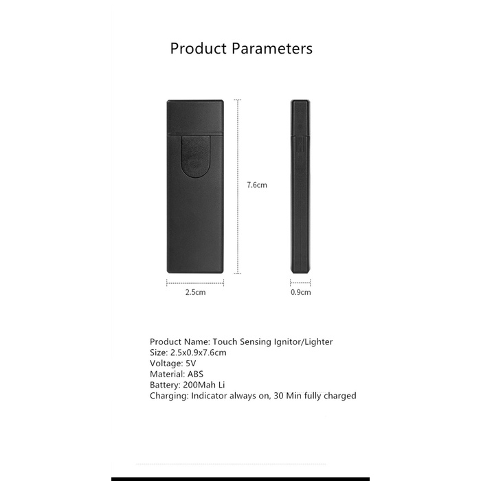 Korek Api Elektrik Fingerprint Touch Sensor LED Recharge Micro USB 383