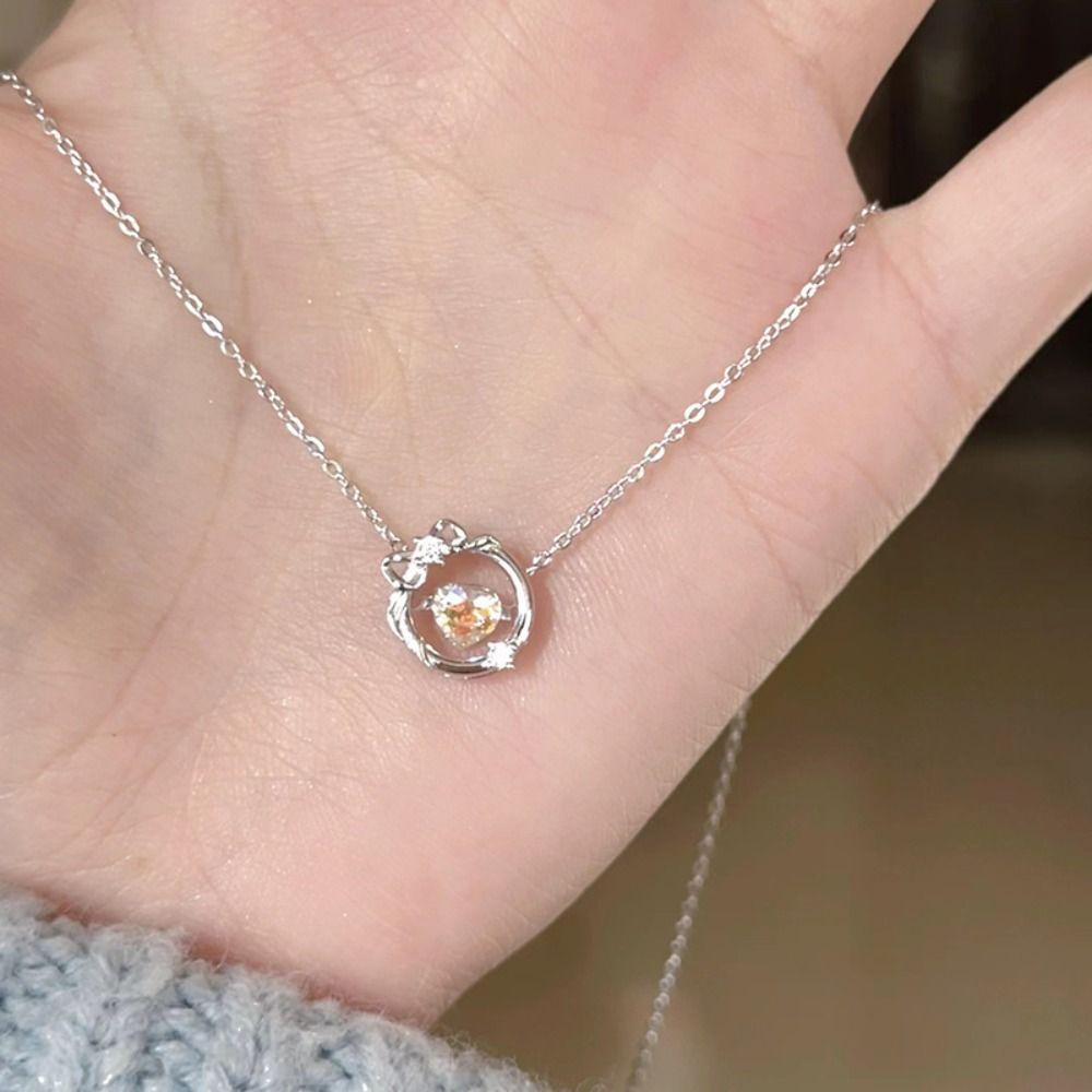 Mxbeauty Wanita Kalung Hadiah Pesta Kepribadian Hipster Y2K Berongga Keluar Manis Klasik Harajuku Ikatan Simpul Kristal Choker