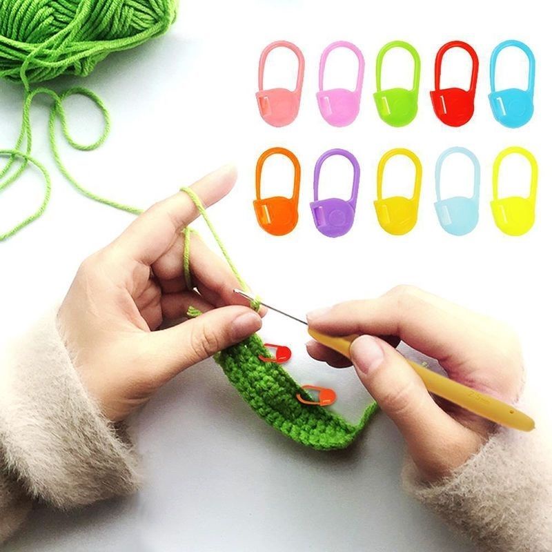 Ins Style Berwarna Kait Plastik/ Wol Rajut Posisi Menandai Pin/ Manual DIY Mark Gesper Syal Wol Berbentuk Bertunas Loop Terbuka