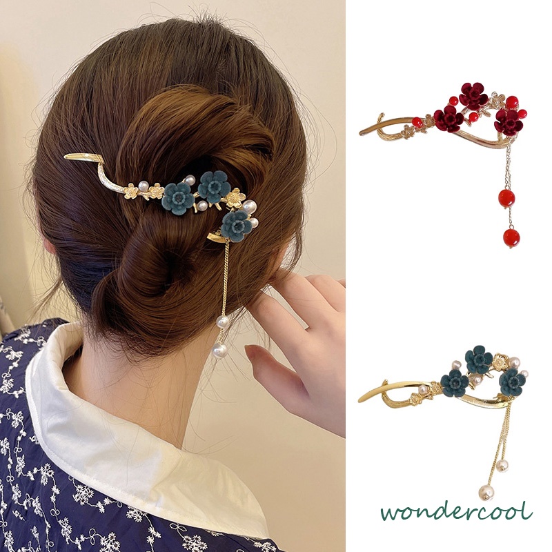 Jepit Rambut Jepit Rambut Kelas Atas Peri Kuno Gaya Peri Kuno Bunga Plum Temperamen Wanita yang Indah-Won