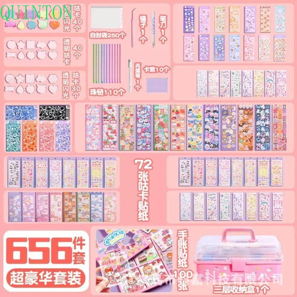 Quinton Guka Stiker Set Mainan Anak Perempuan Lucu Diy Gantungan Kunci Lengkap Kotak Penyimpanan Diy Keyring Diy Bahan Kotak Penyimpanan Goo Card Sticker Set