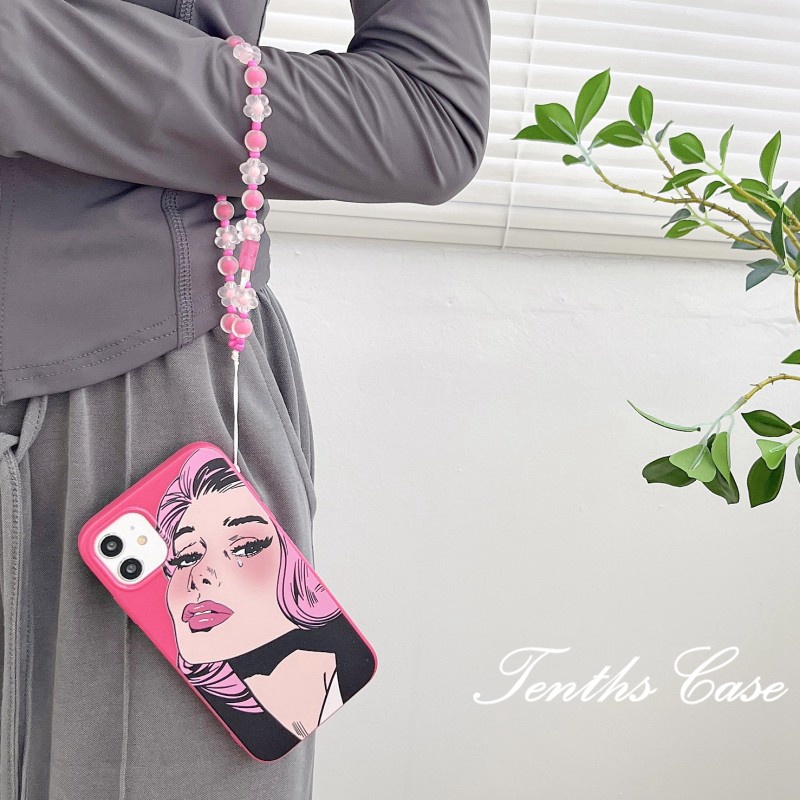 IPHONE Kompatibel Untuk Iphone14 13 12 11 Pro Max X XR Xs Max8 7 6 6s Plus Se2020Sarung Tahan Guncangan Gaya Manis Dan Keren Fashion Girl Pattern Phone Case Dengan Lanyard