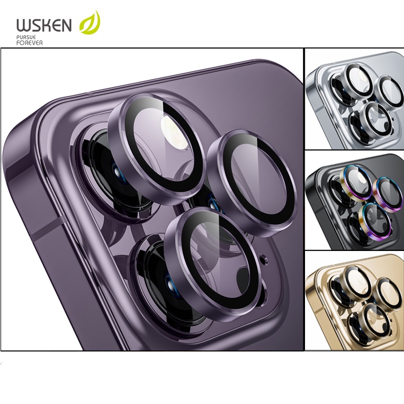 WSKEN for iPhone 14 Pro Max Camera Lens Protector HD Tempered Glass Circle Camera Screen Protector